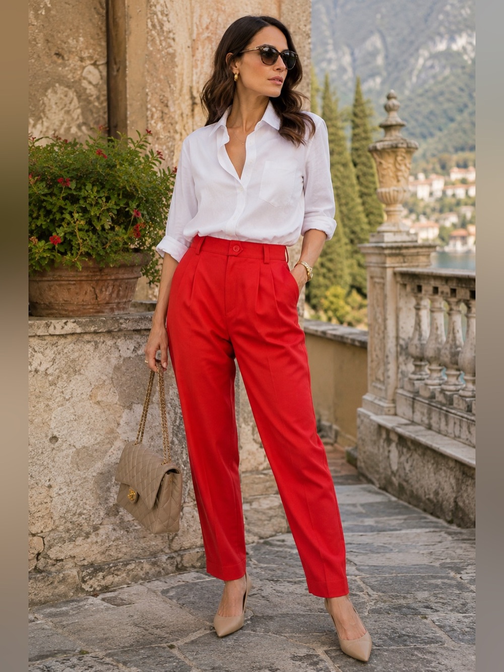 Escada Red High-Waist Trousers